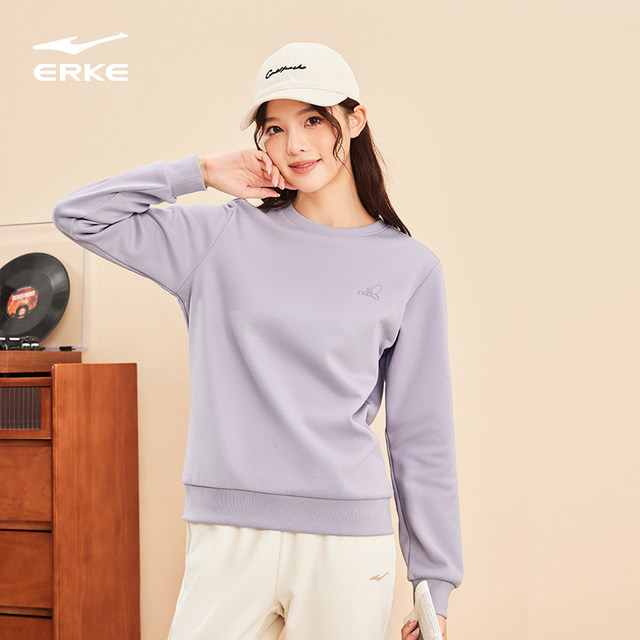 Hongxing Erke Sweatshirt for Women 2025 Autumn New Women's Sports Long Sleeve Pullover Top Casual Base Shirt for Women