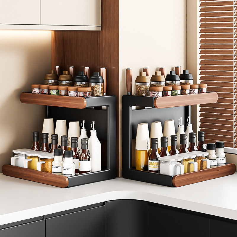 中古风厨房调料品置物架多层台面多功能调料瓶罐放油盐酱醋收纳架,淘宝优惠券,粉丝福利购,淘宝优惠卷