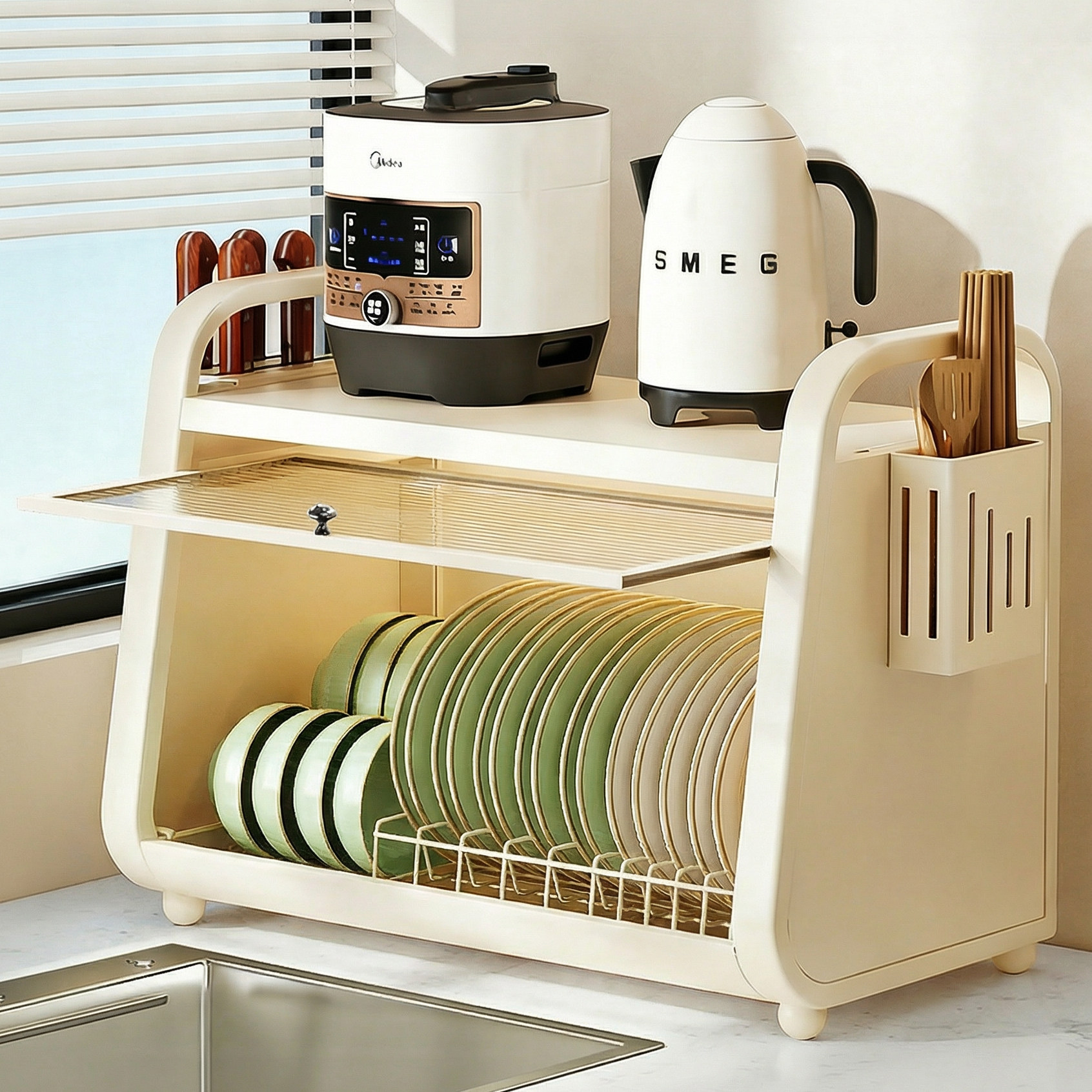 新款厨房碗碟沥水碗柜收纳架台面家用碗盘置物放餐具碗筷子盒架子,淘宝优惠券,粉丝福利购,淘宝优惠卷