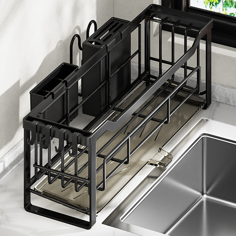 碗碟收纳架厨房洗碗槽置物架窗台窄款水槽边筷子筒刀架沥水碗盘架-图0