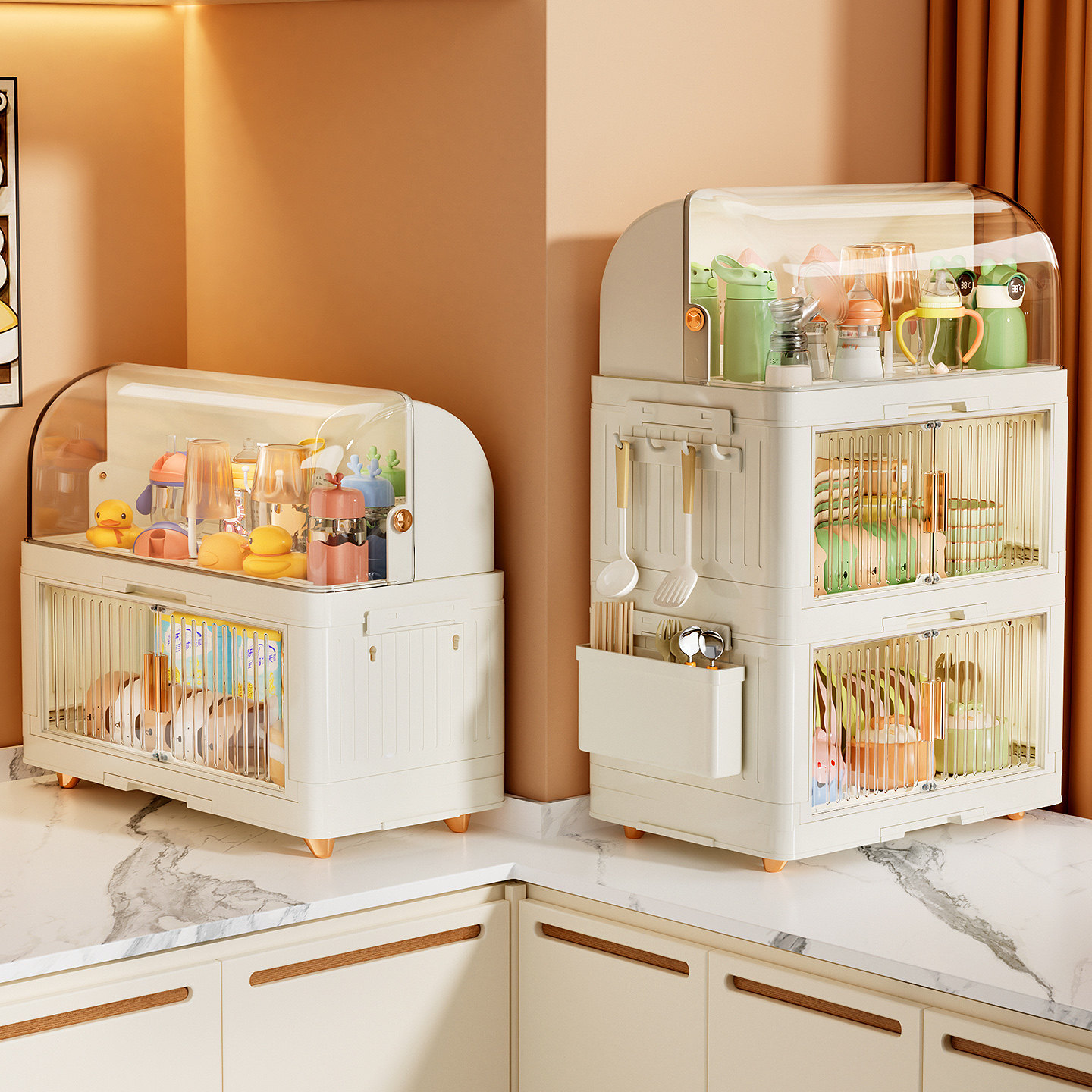 婴儿专用辅食收纳柜厨房碗碟筷盘子置物沥水架宝宝餐具奶瓶收纳盒,淘宝优惠券,粉丝福利购,淘宝优惠卷