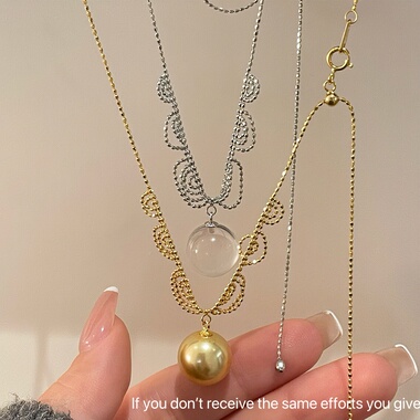 S925纯银天然白水晶宫廷蕾丝项链精致百搭奢华气质潮流时尚高级感