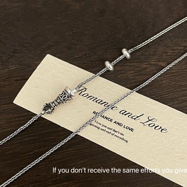 S925纯银金刚杵天珠专用配链可打开项链小众精致单链小孔吊坠专用