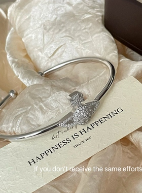 S925纯银镶钻土星西太后手镯开口可调节精致轻奢手环高级感时尚