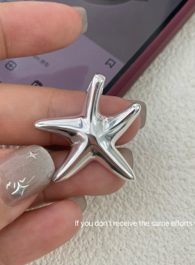 S925纯银不规则光面海星吊坠项链简约个性港风韩版ins小众设计