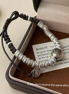 S925纯银五帝钱盘缠手链女新中式复古时尚高级感百搭个性气质