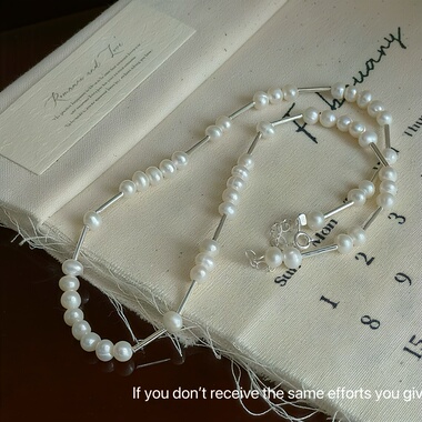 S925纯银天然淡水珍珠项链时尚百搭小众时尚百搭串珠锁骨链气质