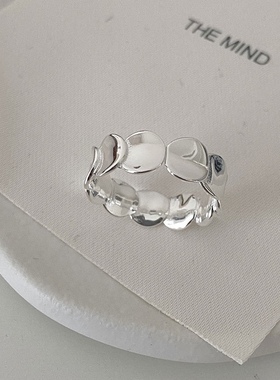 s925纯银鱼鳞片开口戒指ins高级冷淡风小众设计风格时尚气质