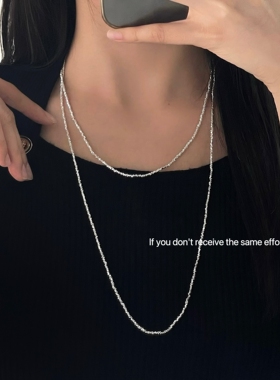 S925纯银超长碎银子项链叠戴