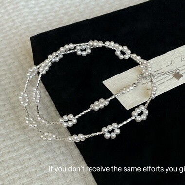 S925纯银满天星珍珠花朵项链小众设计简约时尚气质ins高级感时尚