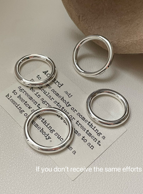 S925纯银超日常百搭粗光圈单圈实心素圈戒指极简简约叠戴时髦