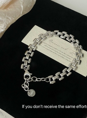 S925纯银手表带链条手链百搭简约小众设计ins高级感轻奢时尚