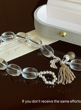 S925纯银白水晶蝴蝶葫芦手链百搭小众轻奢手串复古高级感