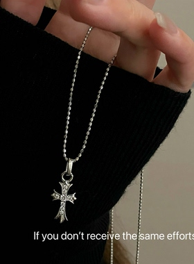 S925纯银高版本十字架吊坠项链镶钻小众设计轻奢满钻高级感