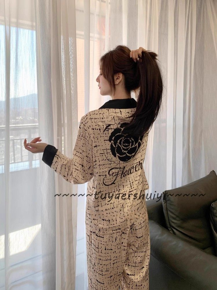 金丝绒大码睡衣女秋冬季新款长袖长裤山茶花显瘦可外穿家居服套装,淘宝优惠券,粉丝福利购,淘宝优惠卷