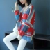 Áo len ngắn khâu màu mùa thu mới của Hàn Quốc phiên bản Hàn Quốc của tay áo cánh dơi rộng kích thước lớn là áo len mỏng chạm đáy áo - Áo / áo thun