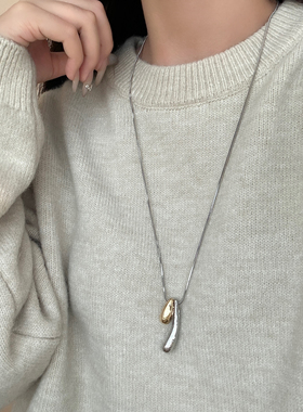 简约冷淡风水滴项链可调节毛衣链