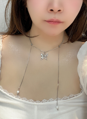 unbeaten蝴蝶流苏抽拉项链女新款