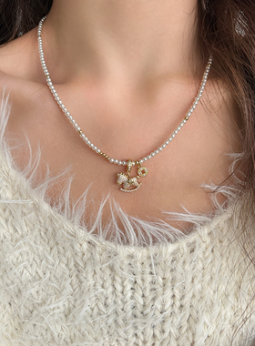 unbeaten2025年新款珍珠小马项链