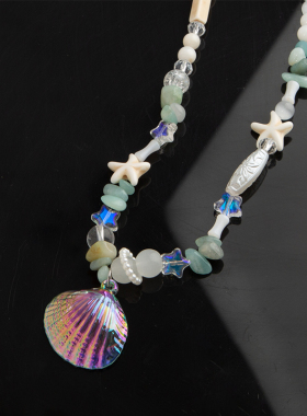 UNBEATEN天然石贝壳海星项链女夏小众设计感配饰甜酷辣妹风锁骨链