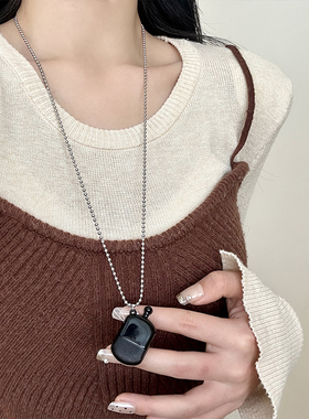 韩国简约ins风酒壶吊坠项链女简约长款个性配饰品2025新款毛衣链
