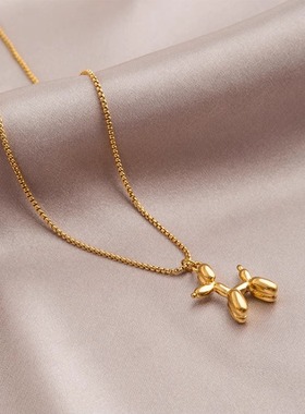 unbeaten气球小狗吊坠钛钢项链女