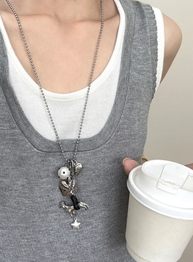 爱心小狗吊坠项链女独特个性