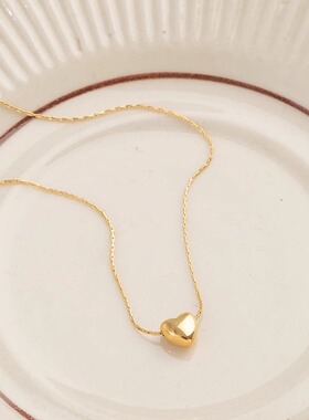 UNBEATEN金色爱心项链女钛钢不掉色轻奢设计高级感锁骨链2025新款