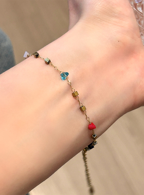 彩色水晶串珠项链女轻奢小众配饰