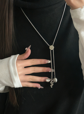 韩系圆珠流苏抽拉长款毛衣链女