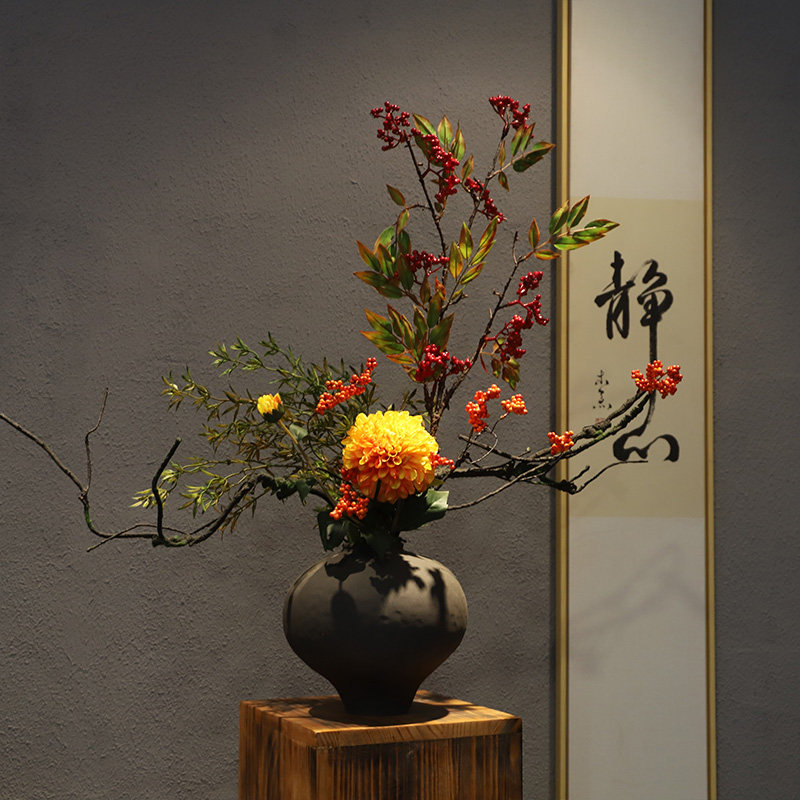 宋代美学陶瓷花瓶禅意新中式摆件民宿酒店高级插花玄关家居装饰品,淘宝优惠券,粉丝福利购,淘宝优惠卷