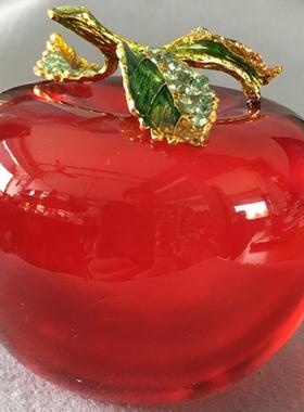 圣诞节礼物水晶苹果礼物红苹果水晶保平安礼品车载节创意汽车摆件