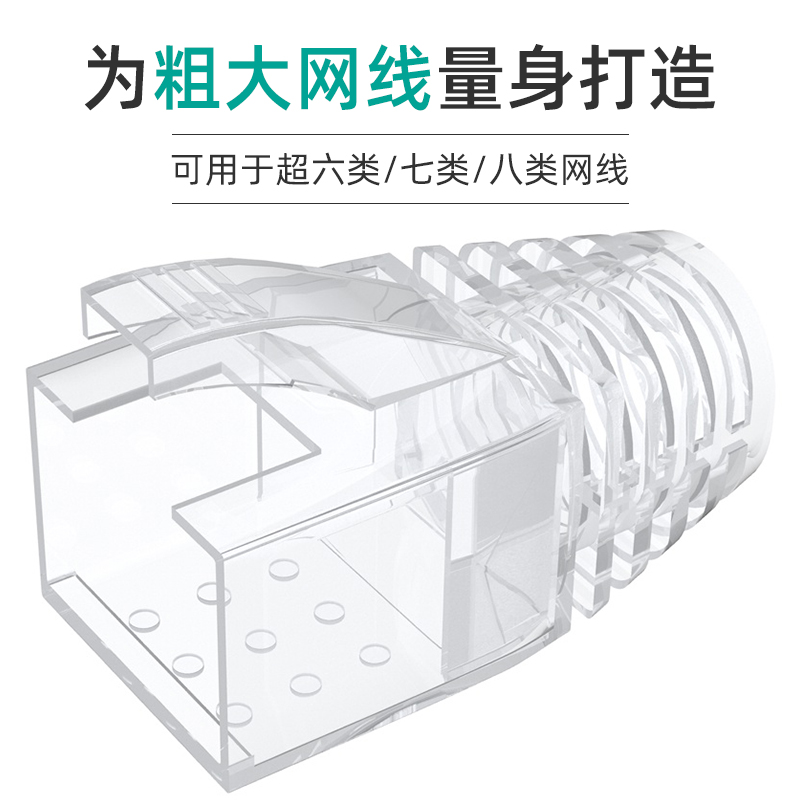 超六类7七类八类粗网线护套 8.5mm超大线径cat6a水晶头透明保护套 - 图0