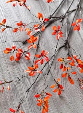 中式秋枫叶仿真花客厅餐桌摆件干花玄关装饰假花禅意枯枝插花绿植