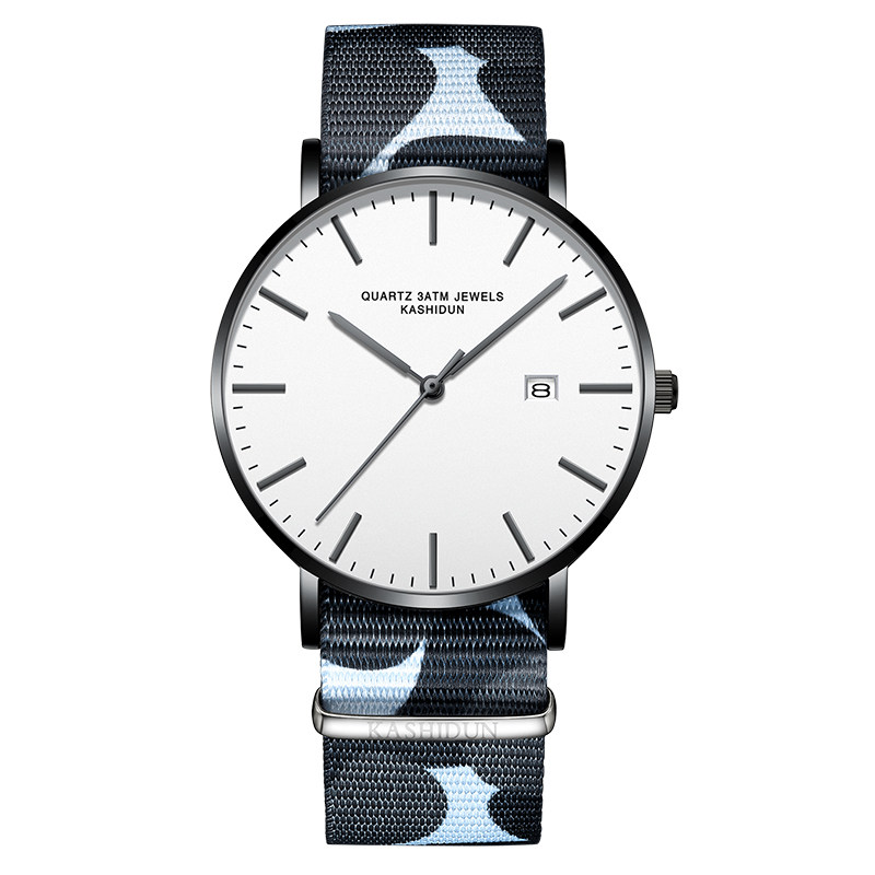 卡诗顿黑色简约6mm超薄男士石英表 卡诗顿政和国产腕表