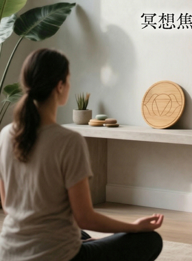 觉知水晶盘 光/眉 小号水晶阵盘 天然晶网格底托 冥想工具 竹杯垫