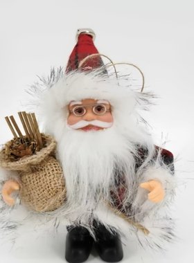 圣诞老人站姿抱树款玩偶挂件 圣诞节公仔派对装饰摆件礼物