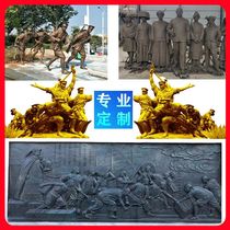 Customized GRP imitated bronze Red Army Sculpture Campus Confucius Eight Road Army Figures Cast Bronze Reliefs like Cartoon Firefighters