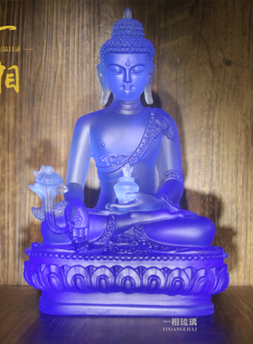 鎏金古法琉璃摆件药师佛