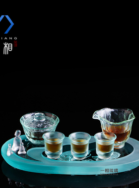 琉璃整套加厚水晶茶盘