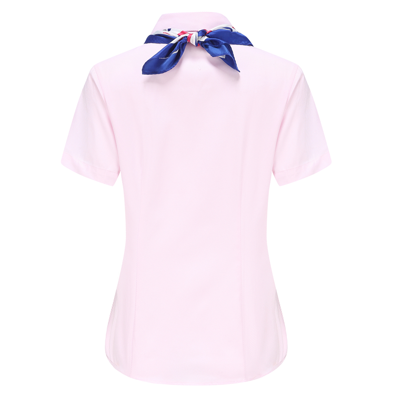 2024兴业行服兴业银行女衬衫浅粉色斜纹方领女衬衫通勤职业衬衣-图2