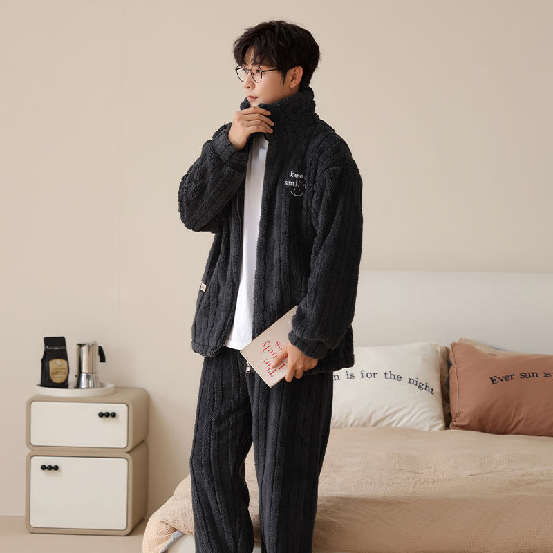 猫人保暖睡衣冬季男双面法兰绒加绒加厚保暖家居服可外穿保暖套装,淘宝优惠券,粉丝福利购,淘宝优惠卷