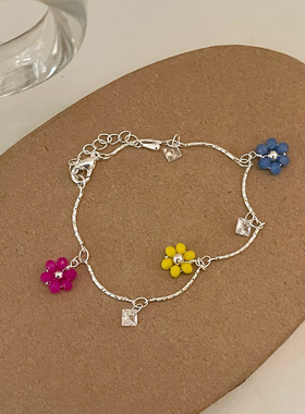 彩色小花叠戴金属项链夏日甜美韩国个性套装锁骨链颈链潮项链手链