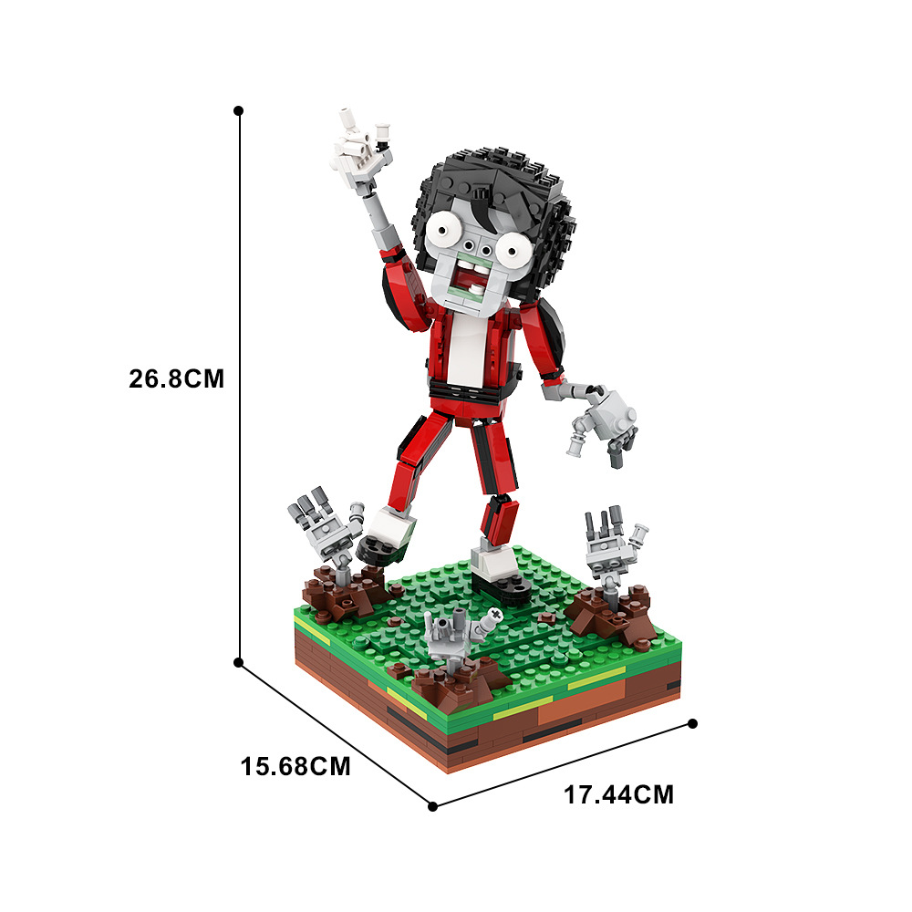 【高砖零件】植物大战僵尸迈克尔杰克逊MJ舞王僵尸拼装积木玩具-图3