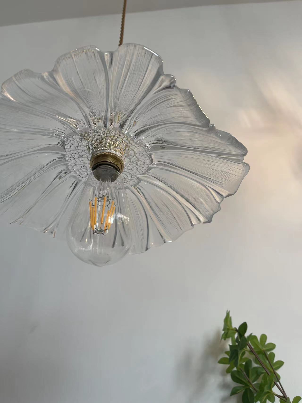 中山复古中式透明日式荷花南洋法式玻璃吊灯餐厅吧台卧室床头飘窗 - 图1