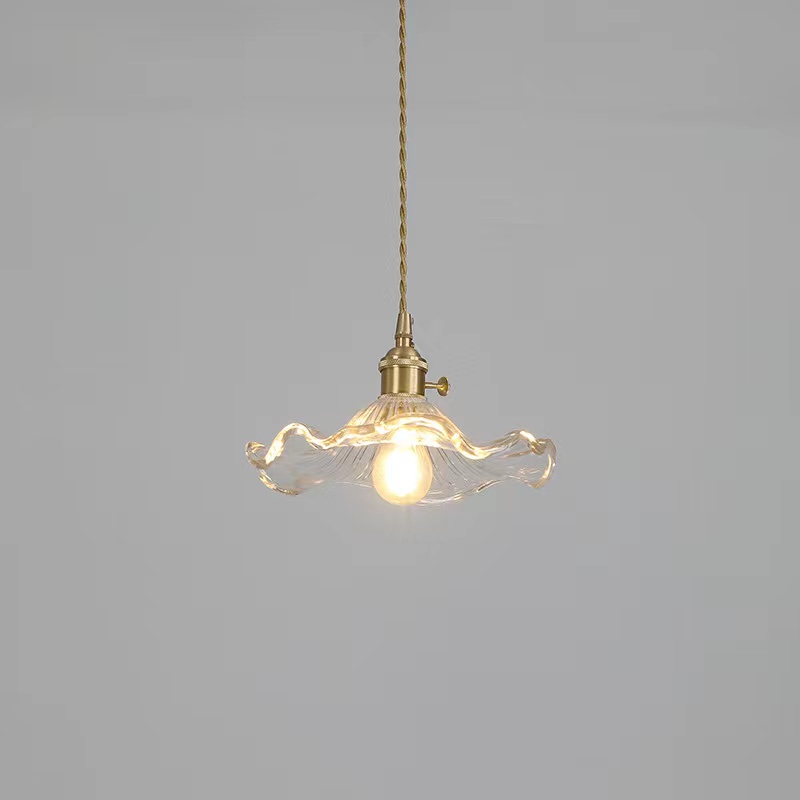 中山复古中式透明日式荷花南洋法式玻璃吊灯餐厅吧台卧室床头飘窗 - 图2