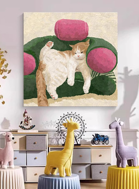 卡通可爱猫咪沙发客餐厅装饰画