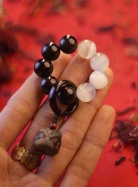 黑曜石手捻手串女指尖盘玩小串