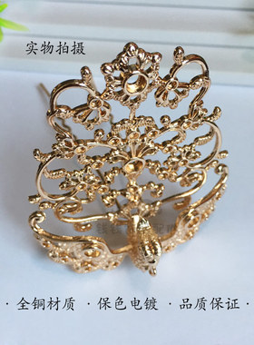 古风明制凤冠立体汉服步摇保色铜