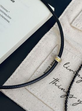 S925纯银藏式金刚杵跑环皮绳项链